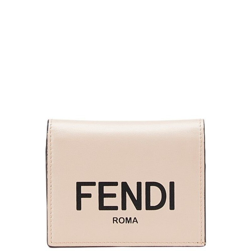 Fendi Leather Logo Bifold Wallet Pink Black